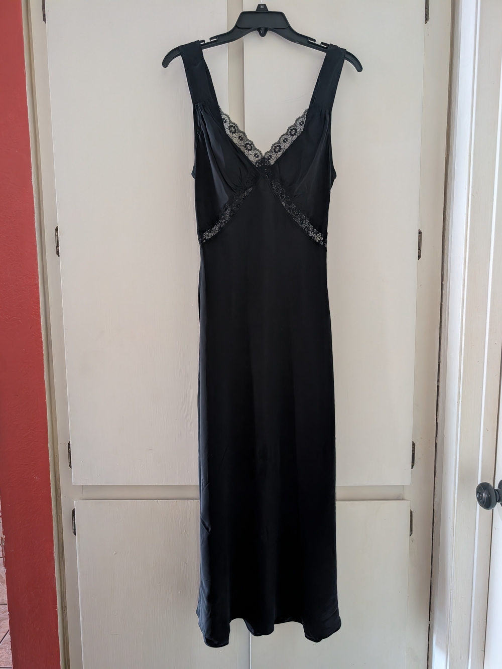 Reformation Black Lace-Trim Slip Dress